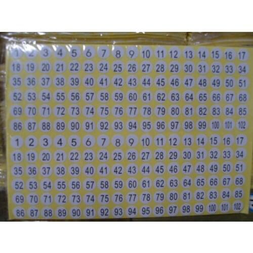 Retail 9180Pcs/Lot 1cm 0.39inch Stickers White Round Digital Size Sticker Self Adhesive Waterproof Number Size Label Paper