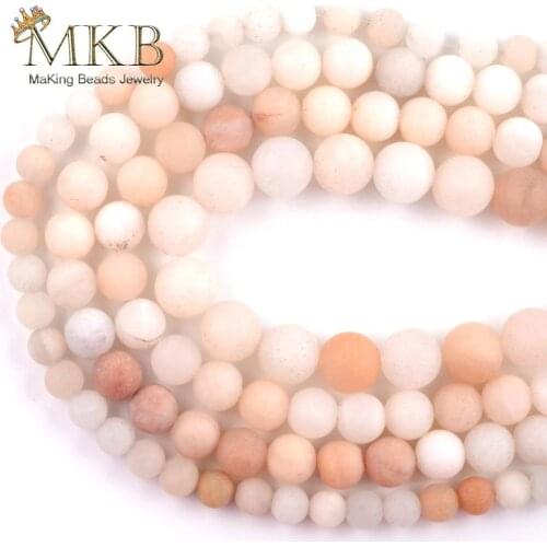Natural Dull Polish Matter Pink Aventurine Stone Round Beads For Jewelry Making Spacer Loose Beads 4mm-10mm Diy Bracelet 15"