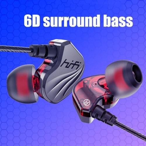 Hifi Quad-Core Dual Dynamic In-Ear 3.5mm High-Fidelity In-Ear Earphones 6D Sports Bass Dynamic Wired Earphone For Samsung xiaomi