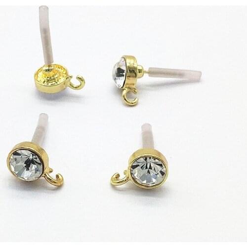 New arrival! 13x9mm 100pcs Rhinestone Round shape Ear Stud for Earrings Making/DIY parts,Jewelry Finding & Component