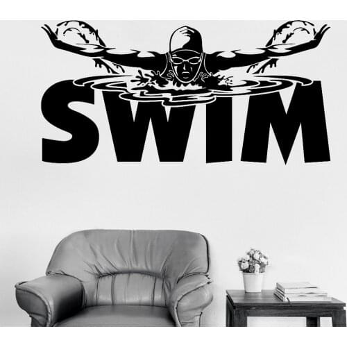 New Design Swimming Pool Signs Wall Sticker Vinyl Mural Sports Wall Decal Art Boy Girl Bedroom Decor Wallpaper Swim Poster LC405