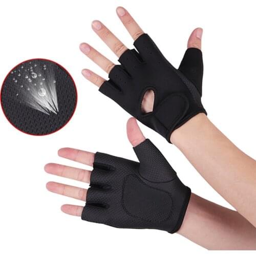 Men Women Black Training Gym Gloves Body Building Outdoor Sports Fitness Gloves Exercise Workout Anti-slip Weight Lifting Gloves