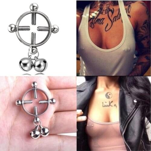 1 Pc Sexy Fake Nipple Ring Heavy Round Screw Nipple Piercing Nipple Rings Non-pierced Bell Dangle Body Jewelry