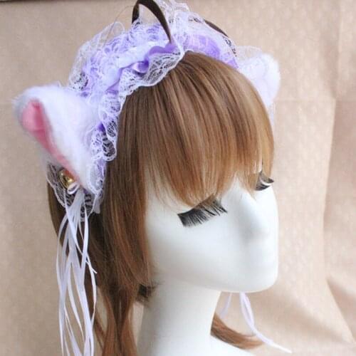 Japanese Princess Lolita Hair Band Hoop Cute Bell Cat Ears Maid Headband Girl Lace Hair Hoop Cosplay Anime Hair Accessories
