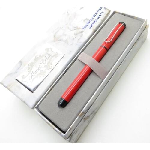 Wings Marble R304 Red Black Roller Pen | İsme Special Pen | Gift Pen