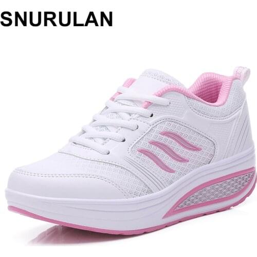 SNURULAN 2019Summer Sneakers Wedge Walking Shoes Breathable Mesh Shoes Sport Women Student Shoes C888