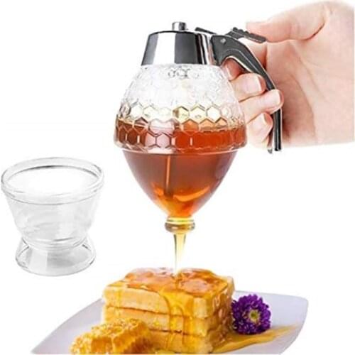 Juice Syrup Honey Jar Container Bee Drip Dispenser Kettle Storage Pot Stand Holder Cup Kitchen Accessories Squeeze Bottle Honey