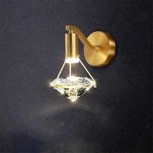 Modern Luxury Diamond Design K9 Crystal Wall Lamp Living Room Bedroom TV Background Aisle Wall Light Fixtures Stair Wall Sconce