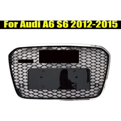 Sport front charms mesh honeycomb Silver black grill cover for audi a6 / s6 c7 2012 2013 2014 for rs6 style car accessories
