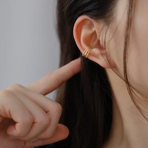925 sterling silver ear ring fashion Hollow three-layer twist wave spiral circle ear clip without ear hole false girl ear jewel