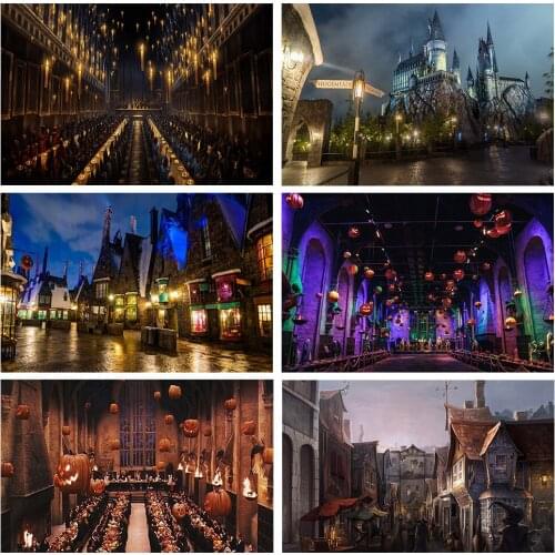 Vintage Medieval Castle Photography Backdrop City Street Magic School Leaving Feast Halloween Backdrop Background Photo Studio