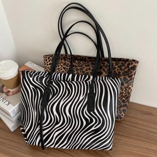 Fashion Animal Stone Pattern Shoulder Bags Women Casual Large Capacity Shopping Handbags Totes PU Leather Top-handle Bag New