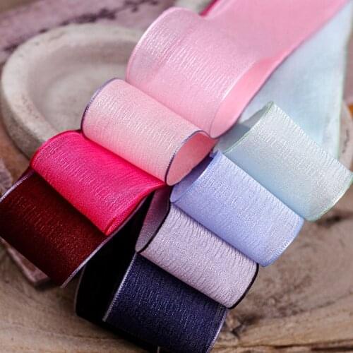 10yards 25/38mm Color-edge Wrinkle Bright Hazy Gauze Organza Ribbons Hair Accessories Diy Crafts Gift Package Clothing Material