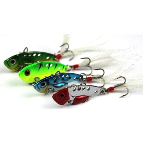 12Pcs/Lots 12g Zinc Alloy Fishing Lures Spoon Lure Metal VIB Hard Treble Hook Bass Fake Bait Artificial Bait Fishing Tackle Kits