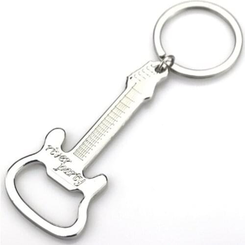 800pcs New mini creative Gift Zinc Alloy beer guitar bottle opener key chain keyring key opener Tool