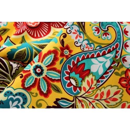 Free shipping The yellow flowers of Bohemia luxury sofa cloth cotton canvas fabric