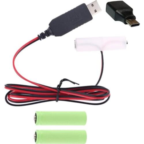 LR6 AA Battery Eliminator USB or Type C Power Supply Can Replace 1-4pcs AA Battery for Christmas LED Light Radio Toy Clock E56B