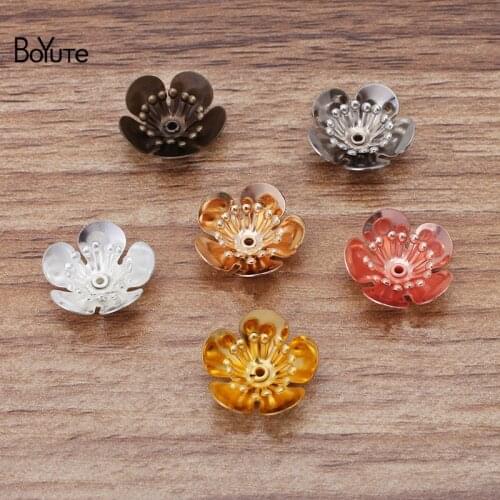 BoYuTe (50 Pieces/Lot) 16*6MM Metal Brass Three-layer Flower Materials Handmade Diy Jewelry Accessories Parts