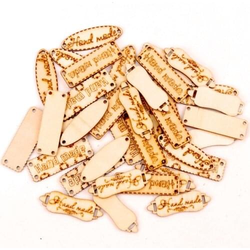 Wooden Mixed Color Word Brand Square Shape Buttons 2 Holes Handmade Clothing Sewing Scrapbooking Crafts Accessory DIY 40mm 50pcs