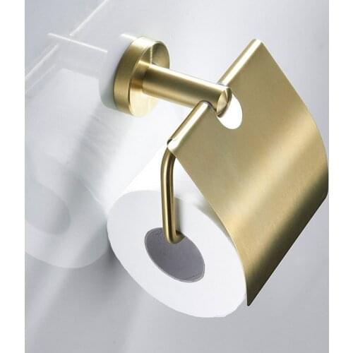 Toilet Paper Holder Brushed Gold Stainless Steel Pendant Paper Hooks Towel Rack Paper Roll Holder Hardware With Cover MJ
