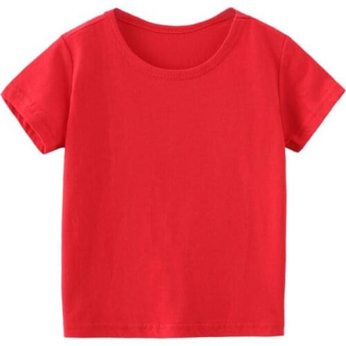 Childrens short-sleeved t-shirt cotton summer thin section pure white childrens half-sleeved bottoming shirt round neck
