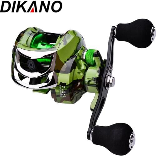 Camouflage Fishing Baitcasting Reels Metal Casting Reels 18+1 Ball Bearings 7.2:1 Right Or Left Hand Lure Fishing