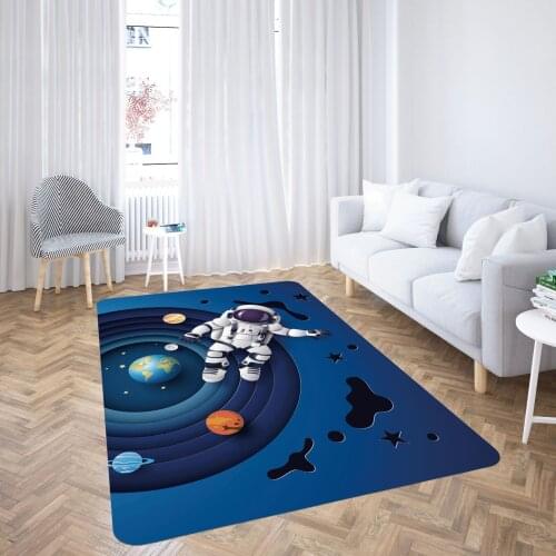 3D Print Astronaut Area Rugs Cartoon Cute Playing Carpets for Living Room 150x180cm Non-Slip Rug Bedroom Carpets Children Gift