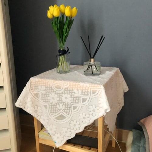 Cusack 120 cm 90 cm 60 cm White Beige Square Lace Tablecloth Cover Home Textiles Lace Fabric Home Decor