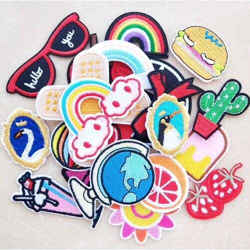 Fashion Stickers DIY Patches Cute animal Embroidery Patch for T-shirt Iron on Clothes kids jeans Appliques Badges patchs C61105X