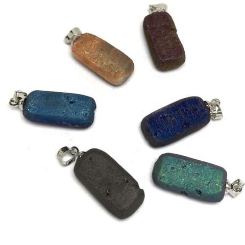 Fashion Natural Quartz Agates Stone Pendant Raw Mineral Crystal Stone Charms for DIY Necklaces Jewelry Making Reiki Healing