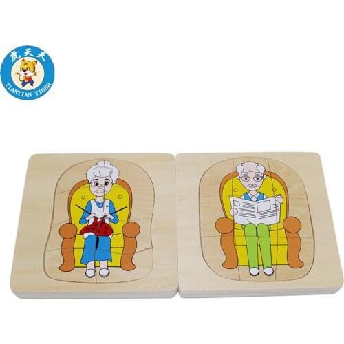 Montessori Puzzle Learning Education Games Developing Wooden Toys Human Growth Multi-layered Puzzles