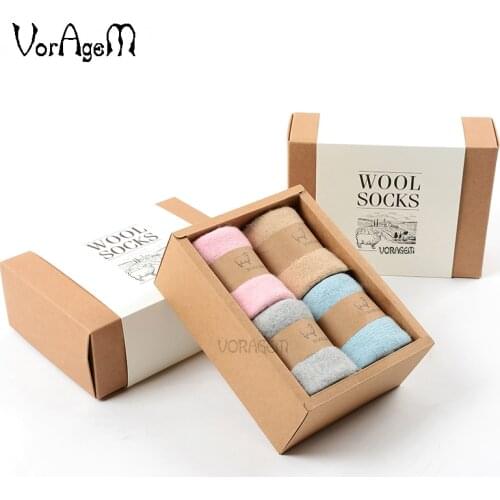 Mens Merino Wool Socks Winter Solid Color Brand Wool Socks Japanese Style Thick Winter Warm