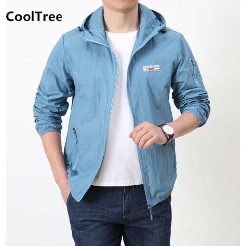 CoolTree Men Sun-Protective Jacket Summer Breathable Quick Dry light and Thin Hooded Coats Male Slim Fit Zipper Skin Outerwear