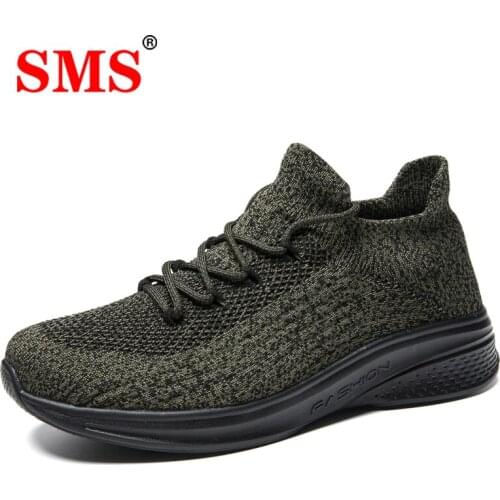 SMS Men Running Shoes Breathable Fashion Mesh Sneakers Slip on Sport Shoes Lightweight Sock Shoes Tenis Masculino Plus Size