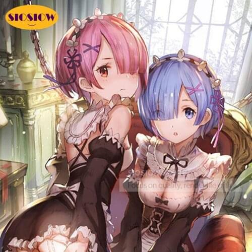 DIY 5d Diamond Painting Anime Girl Posters Diamond Embroidery Life In A Different World From Zero Rem Ram Cross Stitch Full Set