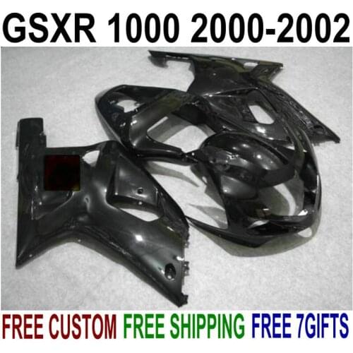 Motorcycle bodywork fairing kit for suzuki gsxr1000 00 01 02 glossy black fairings set GSXR 1000 2000-2002 IV45