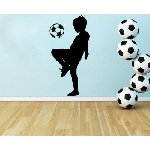 Soccer Wall Sticker Little Boy Football Sports Silhouette Home Decor Kids Bedroom Vinyl Nursery Interior Art Wall Decals Y681