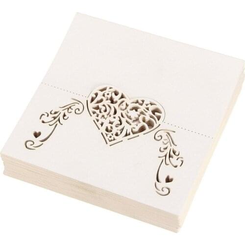 NICEXMAS 50pcs Laser Cut Heart Shape Place Cards Wedding Name Cards For Wedding Party Table Decoration Wedding Decor