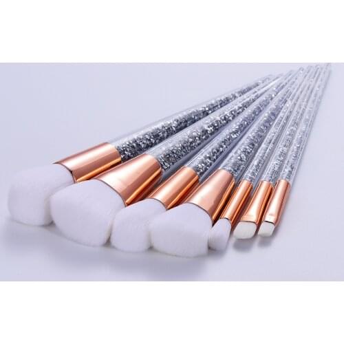 New 7pcs Sliver Diamond Unicorn Crystal Makeup Brushes Set Foundation Blending Powder Eye Face Brush Makeup Tool Kit maquillaje