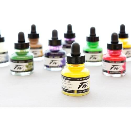 Original DALER ROWNEY FW Color Waterproof Ink Artists' Acrylic Ink Hand Painting Liquid Acrylic Paint 29.5ML Leather Paints