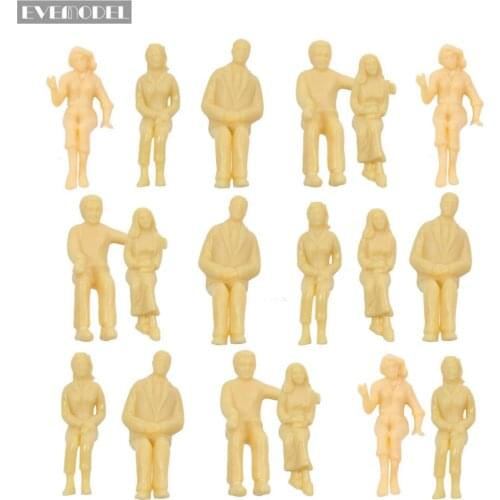 P25SB 18pcs Model Trans All Seated Figures 1:25 Unpainted White Figures G Scale Scenery Miniature Decoration
