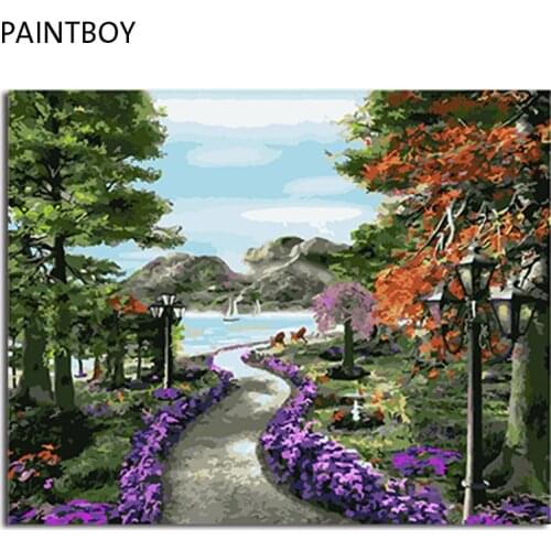 PAINTBOY Landscape Framed Pictures Painting By Numbers Painting and Calligraphy DIY Coloring By Numbers on Canvas