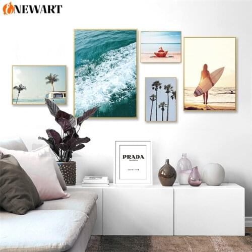 Landscape Coastline Canvas Wall Art Poster Print Vacation Holiday Beach Decoration Painting Sea for Living Room Nordic Decor