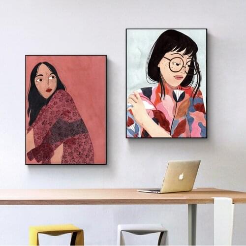 Simple Nordic women fashion living room murals poster canvas print picture background wall decoration picture