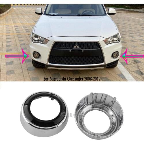 Fog Lights LED Fog Light Cover Grill for Mitsubishi Outlander 2008-2012 Silver Black Front Bumper hole covers Frame Fog Lamp