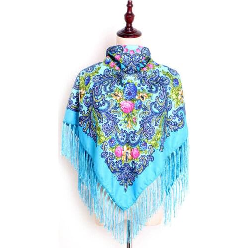 Russian square scarf ethnic style printed female autumn and winter cotton scarf ladies wrap head shawls and wraps women foulard