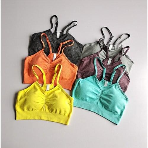 Sexy Seamless Sports Bra For Women Fitness Yoga Bra Adjustable Workout Gym Crop Top High Impact Padded Bra Athletic Running Top