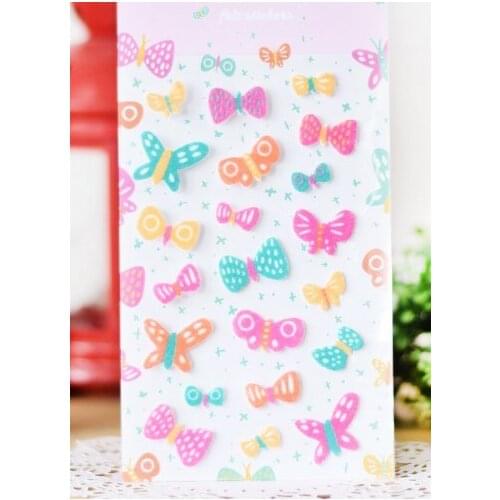 Pretty Cartoon Colorful Butterfly Printed Felt Sticker DIY Nonwoven Felt Fabric