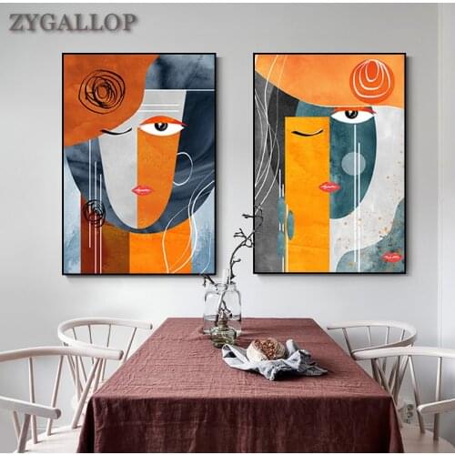 Modern Abstract Face Geometric Canvas Painting Nordic Posters and Prints Wall Pictures for Living Room Home Decoration Paintings