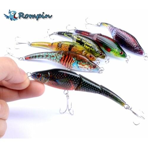 Rompin 1pcs 9.5cm/8.9g Wobblers Lifelike Fishing Lure Swimbait Hard Vib Artificial Lures 3 Segment minnow 6 colors